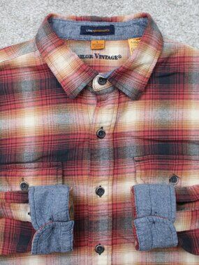 Tailor Vintage Shirt Mens Large Red Luxe Performance Airotec Stretch Long Sleeve